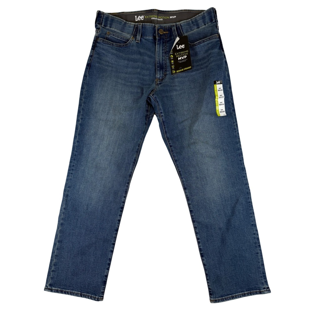 Lee Extreme Motion MVP Jeans Mens 36x30 Blue Regular Straight Stretch 112339221